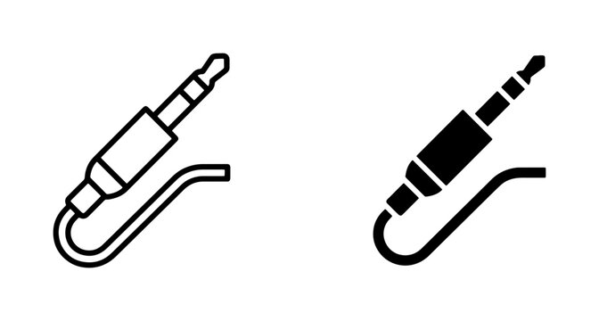 Audio Jack Icon Set, 3.5mm Connector Vector Graphics, Stereo Plug Symbol, Music Technology Connection Symbols, Digital Audio Interface