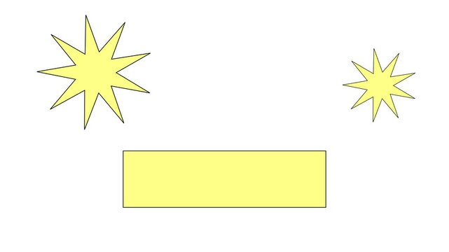 Yellow elements for title copy space with rotating stars cartoon style animation