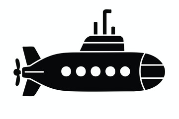Black submarine icon, vector illustration, nautical symbol, transportation sign © Nazifa