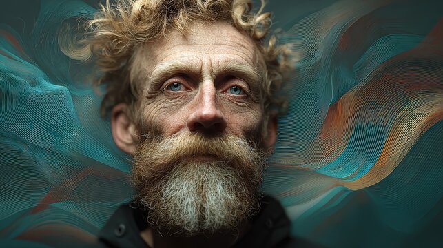 Man with Beard Looking Intense