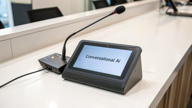 Modern Conference Setup Featuring Conversational AI Technology