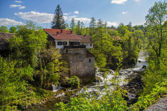 Historical architecture in Rastoke village in Croatia