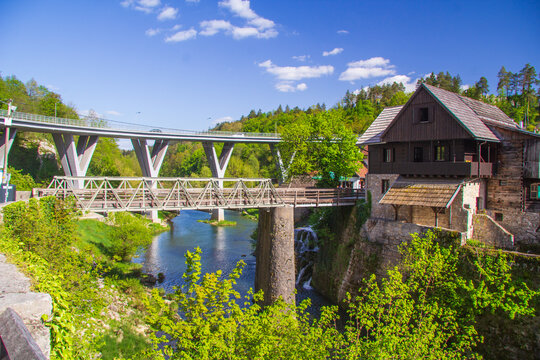 Historical architecture in Rastoke village in Croatia