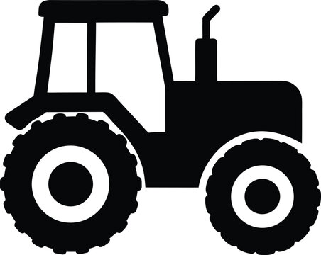 Tractor Flat Icon Style Silhouette Vector Art Illustration