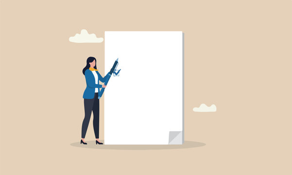 Self assessment, evaluate yourself for personal development or work improvement concept, woman giving check on checkbox in achievement notepad paper