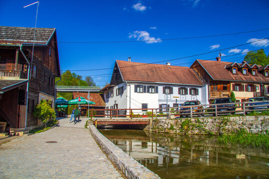 Historical architecture in Rastoke village in Croatia