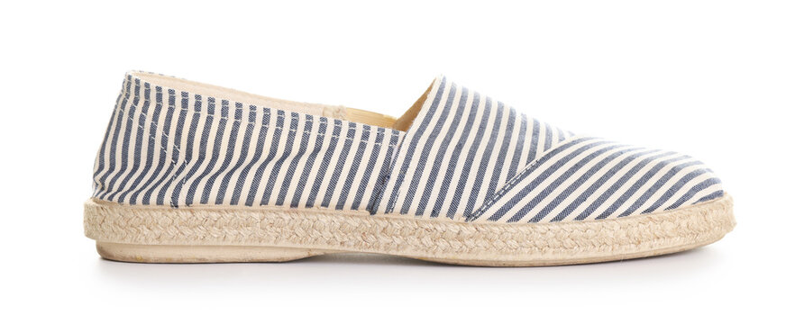 One espadrille shoe isolated on white. Stylish footwear