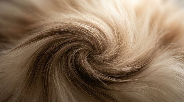 Macro view of brown animal fur in spiral vortex pattern
