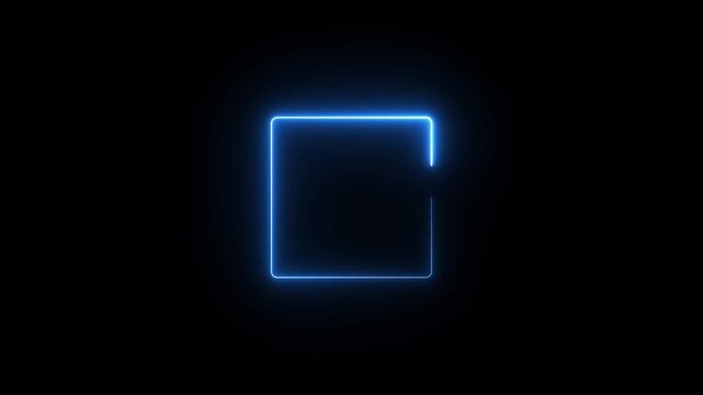 Abstract neon glowing rectangle shape loading icon animation