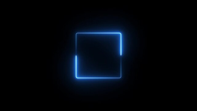 Abstract neon glowing rectangle shape loading icon animation