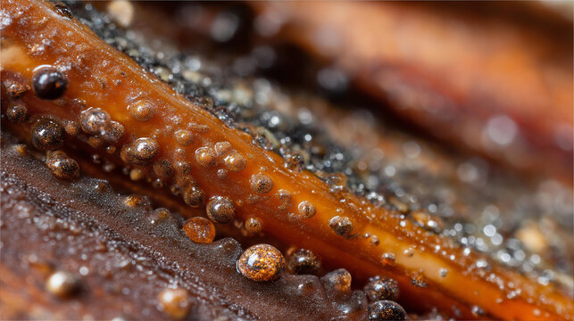 Macro close-up of fishing bait surface texture with scent and material detail visible, nature macro photography concept, fishing equipment close-up, bait texture detail, defocused