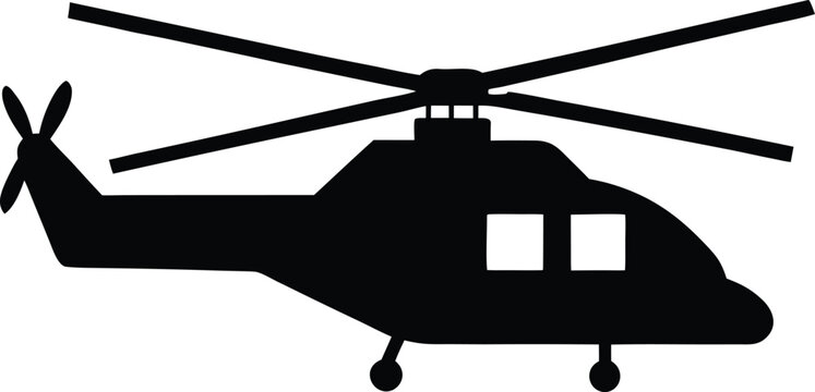 Transport Helicopter Flat Icon Style Silhouette Vector Art Illustration
