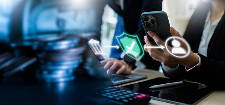 Financial tech,Fintech concept showing mobile banking interface on smartphone,representing digital payments,financial technology,online transactions,secure banking services and modern cashless economy