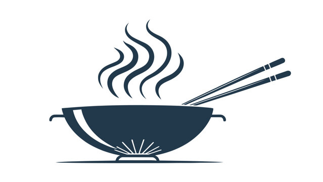 Vector graphic of steaming bowl with chopsticks