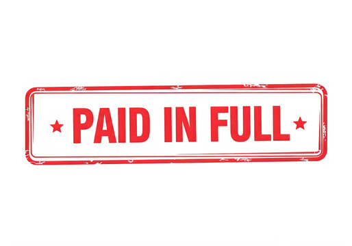 Paid in full stamp red ink isolated on transparent background