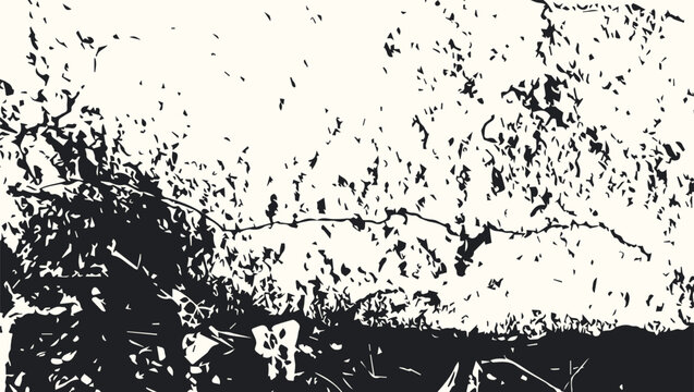 Black grain texture overlay with distressed noise effect. Grainy vintage background, dirty splotch for posters, graphic designs, artistic projects. Isolated vector illustration.
