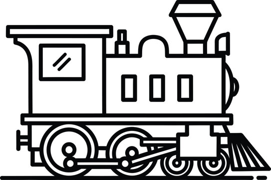 Vintage steam locomotive train icon with locomotive transport transportation illustration carriage passenger industry