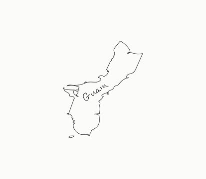 Minimalist one-line map of Guam &mdash; clean, modern outline perfect for posters, branding, education, and travel design.