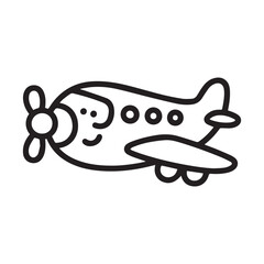 Naklejka premium Cute Hand Drawn Minimalist Cartoon Airplane With A Smiling Face Vector Illustration