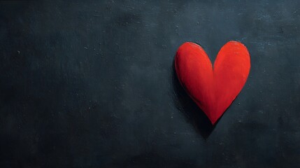 Fototapeta premium Red heart shape on a dark slate background a vibrant painted love symbol