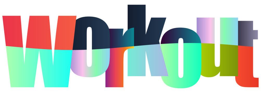 Colorful gradient text design workout fitness exercise logo style