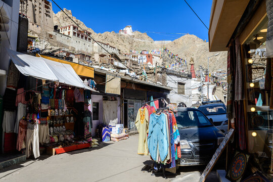 street view of leh ladakh city, india