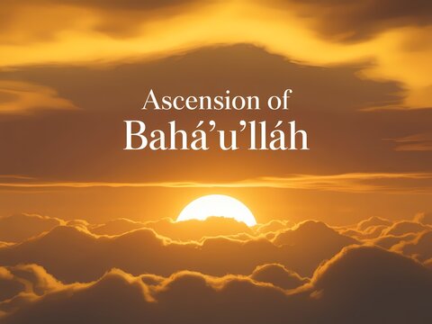 Ascension of bahullh, religious commemoration with golden sunset over clouds