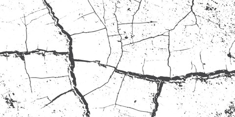 Fototapeta premium Black Grunge Cracked Overlay Texture, Damaged Wall Surface with Distressed Fracture Pattern for Poster, Banner and Graphic Design.