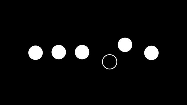 Moving white rotating circles on transparent background animate loading/waiting process.. Pause. Alpha channel
