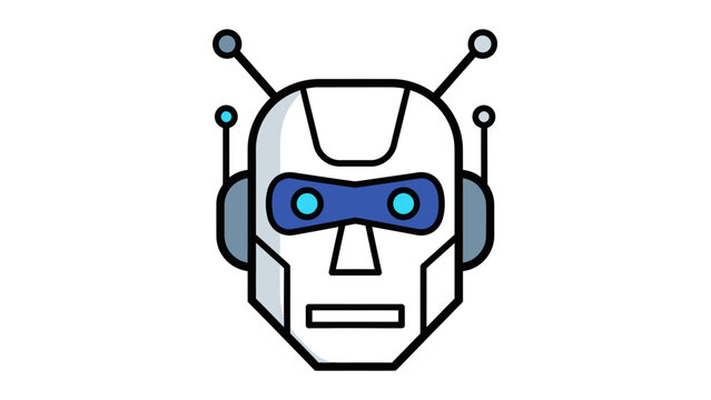 Robot Head Icon - Futuristic Android Face with Antennas