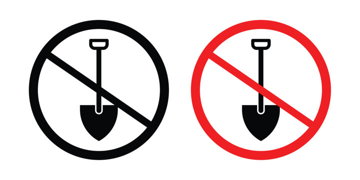No digging sign symbol illustrations. Icon design