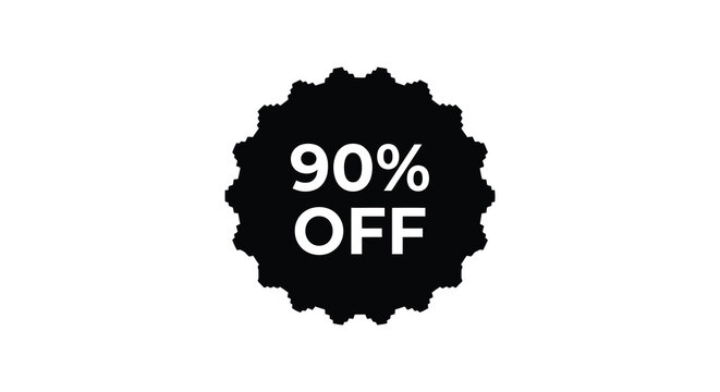 sale badge with ninety percent off text black silhouette