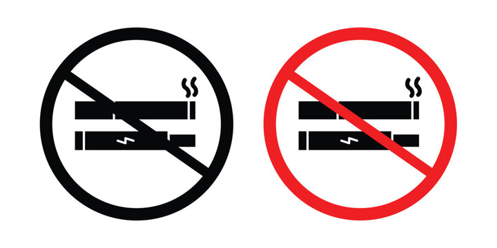 No smoking including electronic cigarettes sign symbol illustrations. Icon design