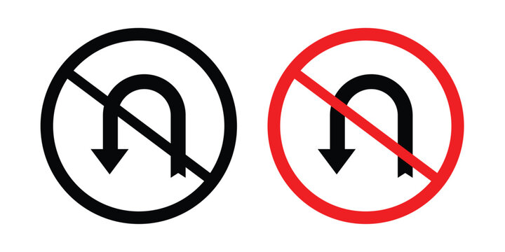 No u turn road sign symbol illustrations. Icon design