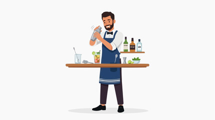 Fototapeta premium Professional bartender shaking a cocktail in a shaker