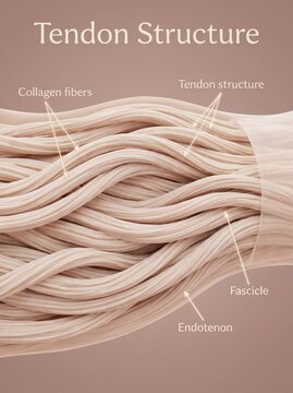 Tendon structure anatomical view with label diagram 