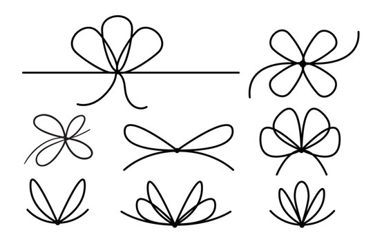 String bow for present box, gift icons set