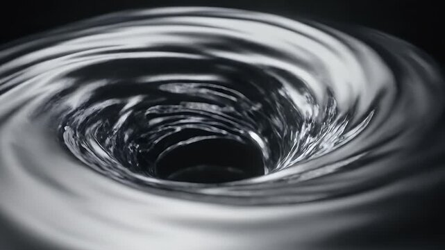 This video features a mesmerizing, swirling water vortex against a dark background. The fluid motion creates an intriguing visual effect, emphasizing the depth and perpetual movement of the water.