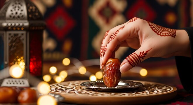 Hand applying henna paste using a cone during a traditional cultural ritual.