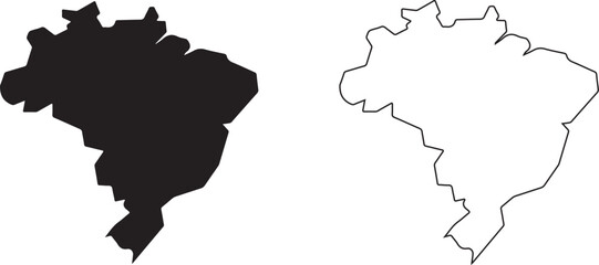 Brazil map outline and filled silhouette vector illustration icons  country shape © Suplab_Designer
