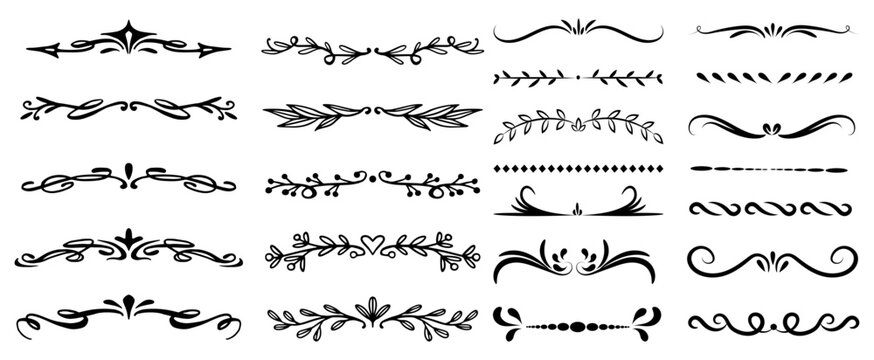 Ornate Floral Leaf Swirl Divider Flourish Vector Set
