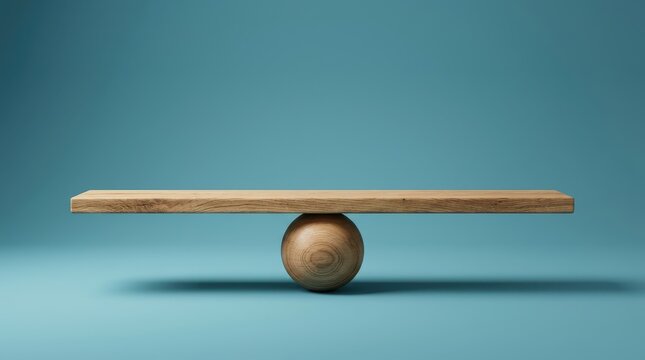 Engineer using balance scale on wooden sphere. Achieving equilibrium, precision in placement, and balance concept.