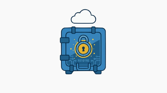 Secure Cloud: Conceptual illustration of a digital vault, symbolizing secure data storage and protection in the cloud. Focus on cybersecurity and safety.