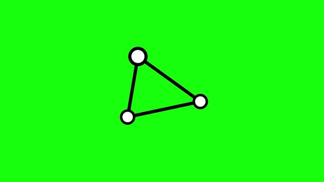 Connected dots network icon, network connection symbol animation, data, internet. HD video with chroma key, green screen for transparent background.