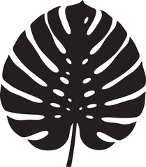 Monstera deliciosa leaf silhouette black and white tropical design © Anamul Haque  Munna