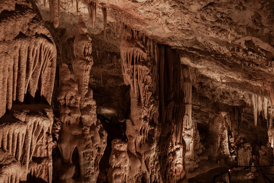 Unusual  natural beauty of the Sorek stalactites cave in the Judean Mountains near the Beit Shemesh in the Israel