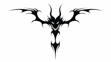 Obraz premium Black dragon silhouette on white background fierce mythical creature design