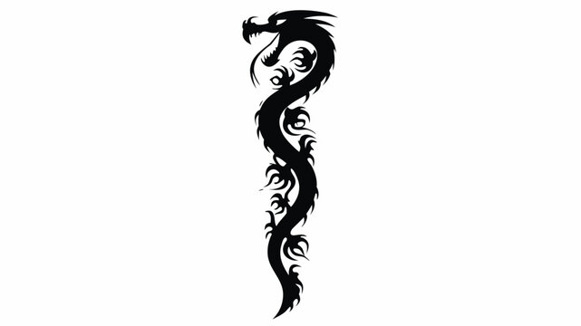 black dragon tattoo silhouette on white background