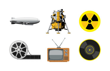 Vector Icons of Retro Technology and Transportation A Visual Collection © Ari_studio