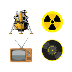 Vector collection of vintage technology and space exploration elements © Ari_studio